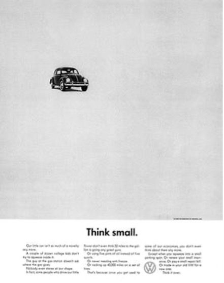 Think small - lysande exempel på bra copywriting